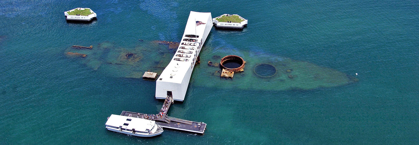 Modern day bird's eye view of Pearl Harbor
